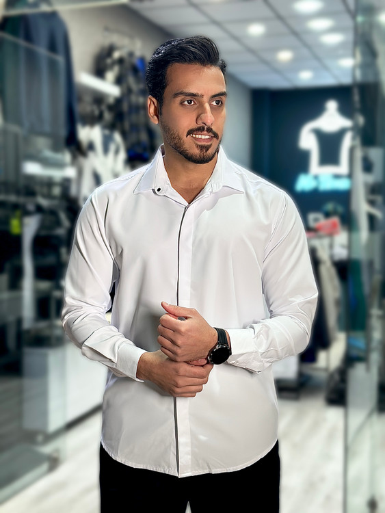 پیراهن مردانه | پارچه دوشین ضدچروک سفید mrtavan