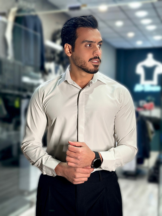 پیراهن مردانه | پارچه دوشین ضدچروک استخوانی mrtavan