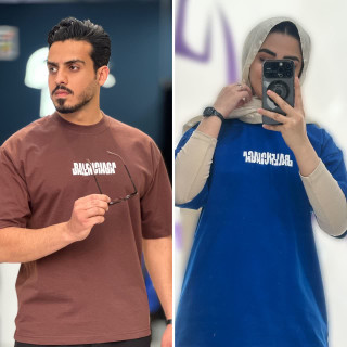 تیشرت کاپلی باکسی ماکان balenciaga رنگ ابی و قهوه ای Mrtavan