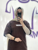 تیشرت کاپلی باکسی ماکان balenciaga رنگ قهوه ای Mrtavan