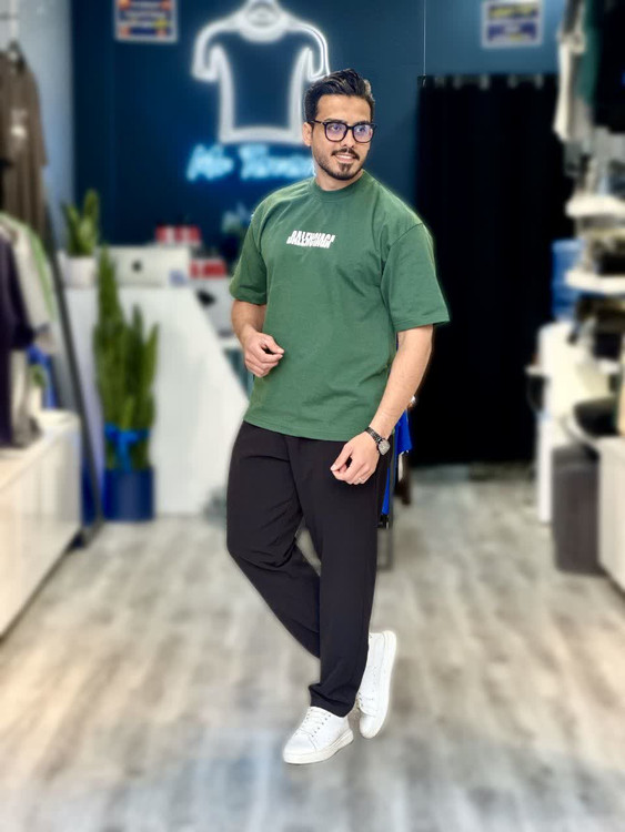 تیشرت کاپلی باکسی ماکان balenciaga رنگ سبز Mrtavan