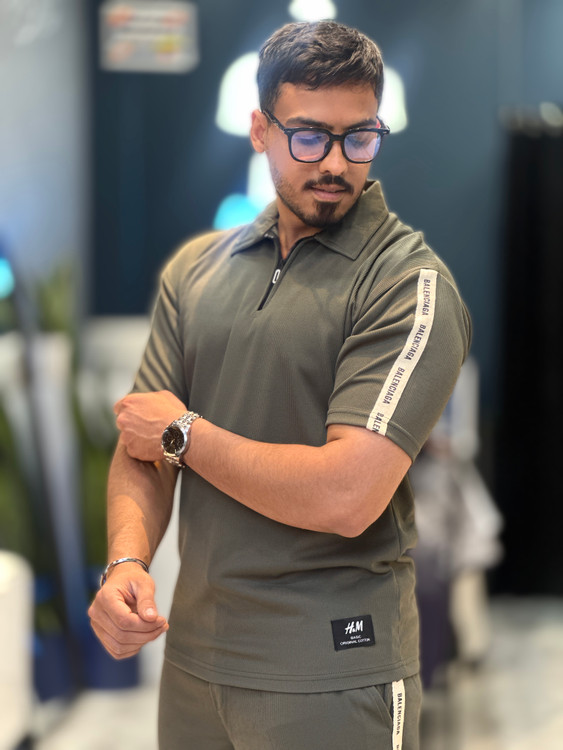 ست تیشرت شلوار نیم زیپ مردانه سبز Mrtavan