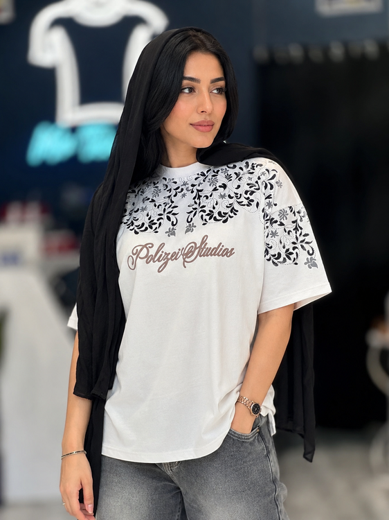 تیشرت کاپلی مردانه و زنانه باکسی رنگ سفید از برندmr tavan