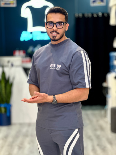 ست تیشرت شلوارمردانهGive up رنگ فیلی برند mrtavann