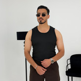 تنگ تاپ سفید/مشکی پاور کش پارچه کبریتی نخی