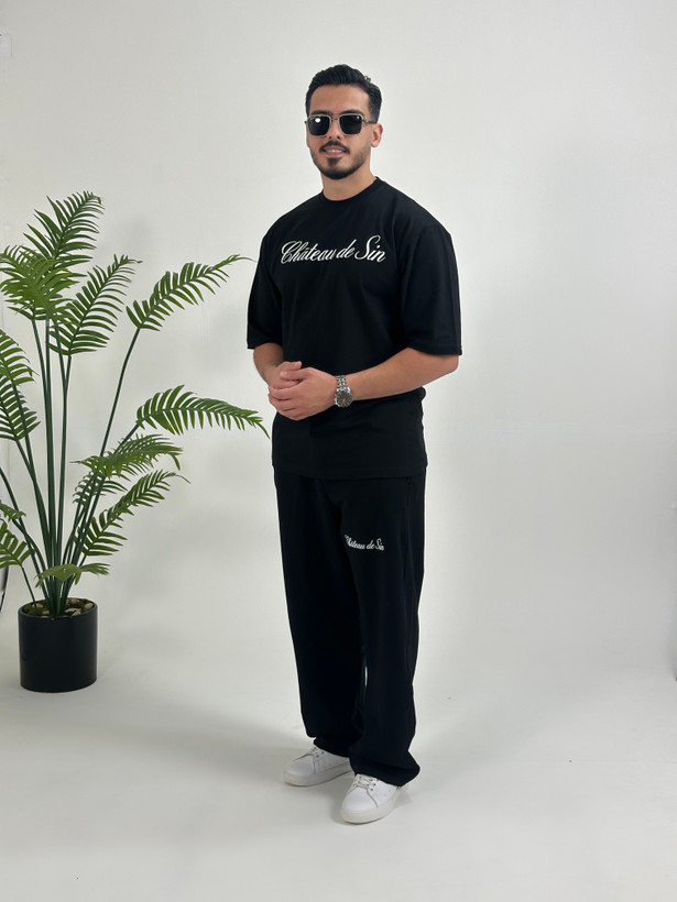 ست تیشرت شلوار مردانه مشکی برندMr tavan