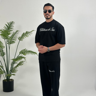 ست تیشرت شلوار مردانه مشکی برندMr tavan
