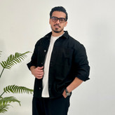 پیراهن کتان مردانه باکسی آستین بلند رنگ مشکی برند Mr Tavan