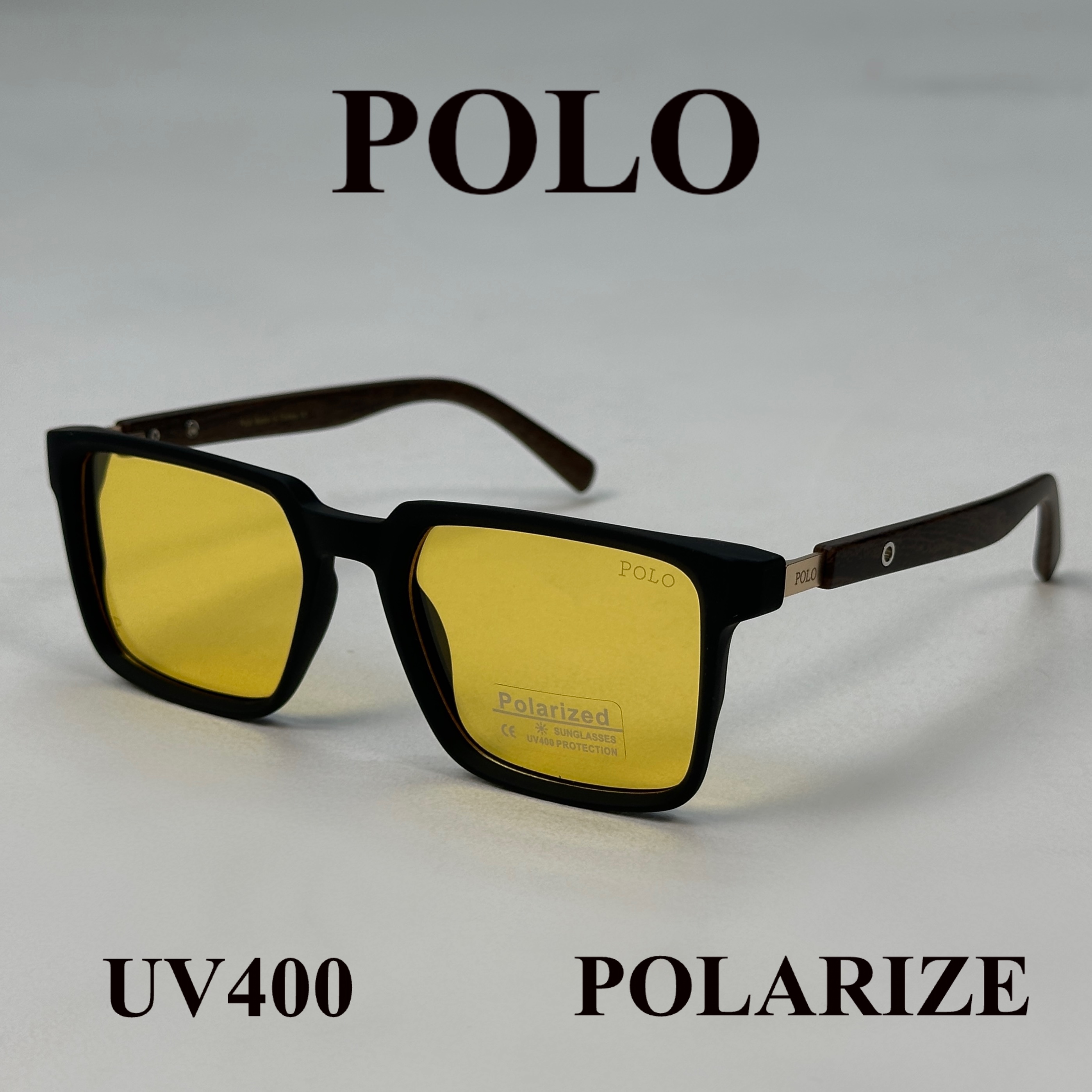 عینک آفتابی پولو polo | پلاریزه | Uv400 | دسته طرح چوب |  مردانه و زنانه